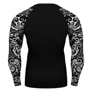 T-shirt de compression à manches courtes pour hommes, motif drapeau américain, personnalisé pour BJJ MMA Grappling No Gi Training, en Spandex/Nylon, séchage rapide - Product Image 3