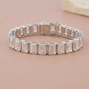 Round Diamond Tennis Bracelet <b>for</b> Women and <b>Men</b>, Mix Cut Diamond Tennis Bracelet <b>For</b> Wedding, Solid Gold moissanite Bracelet - Product Image 3