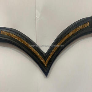 Correa hecha a mano de cuero negro curtido para las cejas, correa de cuero de canal vacío con 2 filas de cadena de cristal brillante dorado - Product Image 2