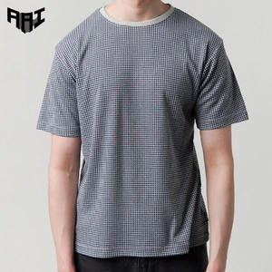 T-shirt graphique à motif pied-de-poule surdimensionné pour homme, col rond, décontracté, basique, manches courtes, vente en gros, 100% coton polyester, marque privée - Product Image 1