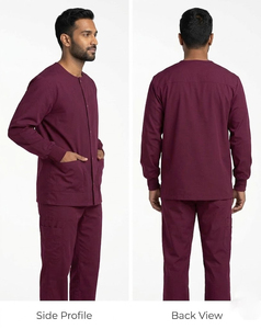 Men Hospital Scrub Jackets 2 Pockets \ Men's Medical Nursing Warm up Slim Fitted Jacket \ Medical Button-Up Scrub Top Men - Product Image 3