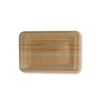 Plateau alimentaire rectangulaire en mousse avec motif imitation bois, base blanche, pour emballage de sushis, pizzas, sandwichs, viandes
