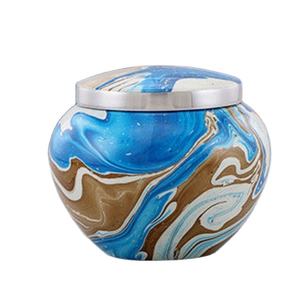 Beautiful Ocean Blue Cremation <b>Urns</b> Swirl for <b>Pet</b> <b>Ashes</b> Memorial <b>Urn</b> with Velvet Bag - Product Image 1
