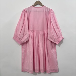 Robe midi décontractée en coton pour femme avec manches ballon - Robe d'été style babydoll taille empire - Tunique ample 100 % coton à col en V - Product Image 5