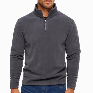 Sudadera de algodón ligera informal con media cremallera y cuello simulado de forro polar premium para hombre - Product Image 1