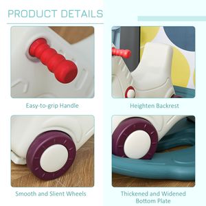 Cavallo a dondolo e macchinina scorrevole 2-in-1 versatile grigio/verde, giocattolo resistente per interni/esterni - Product Image 5