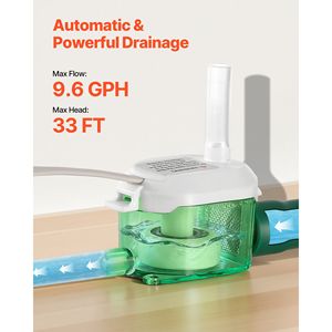 Pompa di scarico condensa silenziosa da 1/245 HP, 9.6 GPH, 33 ft di prevalenza, 100-230V, con interruttore di sicurezza automatico CA per sistemi HVAC e condensa - Product Image 2