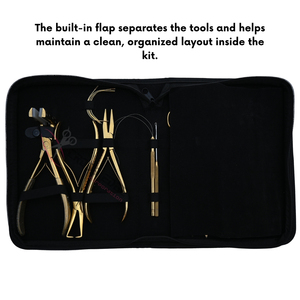 Gold Hair Extension tools Kit with Professional 7 Inch Hair Extension Pliers Flat Bead Crimping Plier Removal Tool Styling Clips - Product Image 5