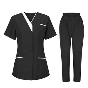 Unisex Classic Cotton <b>Scrub</b> <b>Sets</b> with Jersey Fabric Needle Detection Professional Medical Nurse Uniform for Hospital Use - Product Image 1