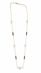 Custom Rhodium Plated <b>Necklace</b> Freshwater Pearl Garnet <b>Ruby</b> Bead Station Long Opera Chain Dainty Women Bridal Luxury Jewelry Set - Product Image 2
