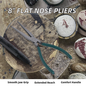 Pince à bec plat de précision 8 pouces pour bricolage, à mâchoires lisses, tête allongée, conception bec de canard, outils à main pour plier, pincer, bijoux, acier - Product Image 2