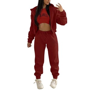 Conjunto Deportivo de Sudadera con Capucha para Mujer, Estilo Deportivo, 100% Algodón, Felpa, Traje Informal, Sudadera Corta con Capucha, 2 Piezas - Product Image 5