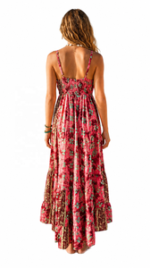 Vestido Largo de Seda con Estampado Floral, Elegante, Veraniego, Personalizado, Estilo Y2K, Talla Única, Informal, para Vacaciones en la Playa - Product Image 2