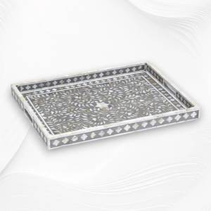 Handmade Wooden Mother Of Pearl <b>Mosaic</b> Serving Tray For Luxury Dining And Decorative Table Display - Product Image 2