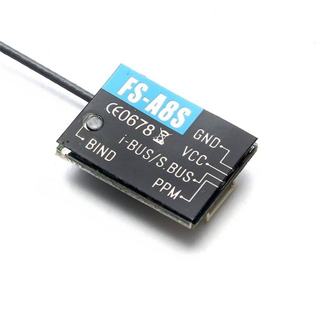 Flysky FS-A8S V2 2.4GHz 8CH Mini Coreless Plastic Receiver PPM I-BUS SBUS Output for FS-i6 FS-i6S Transmitter FPV Racing System