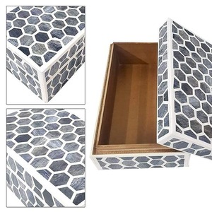 HASAN CRAFT Boîtes à bijoux de luxe modernes en bois sculpté à la main avec incrustations de os, écologiques, pour rangement de mariage, emballage cadeau personnalisable - Product Image 2