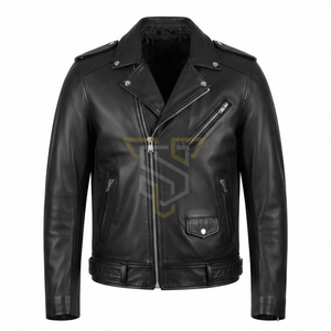 Veste en toile et cuir respirante pour homme, col montant élégant, fermeture éclair sur le devant, style décontracté, streetwear, vêtement d'extérieur pour l'hiver - Product Image 2