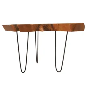 Table basse moderne en bois de noyer massif avec bord naturel, époxy, écologique et durable, pour salon - Product Image 6