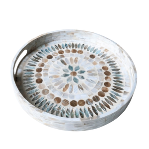 Plateau décoratif artisanal en nacre « Beauté Éternelle » pour une décoration intérieure intemporelle et un rangement élégant - Product Image 1