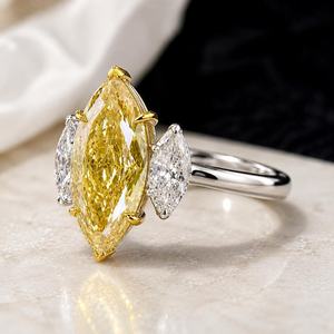 Luxury Marquise Cut Vivid Yellow 5.01CT Diamond <b>Cocktail</b> <b>Ring</b> 14K White <b>Gold</b> Prong Setting IGI Certified Women's Engagement Gift - Product Image 4