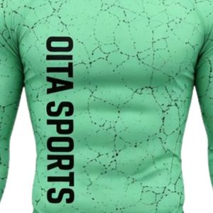 Mint Green Long Sleeve Compression <b>Shirt</b> Crackle Print Athletic Training Gym Workout Breathable Sublimated Performance Sports - Product Image 6