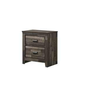 Contemporary <b>2</b>-<b>Drawer</b> Nightstand with Black Finished Handles Brown Mixed Finish Bedroom Furniture with Two <b>Storage</b> <b>Drawers</b> - Product Image 2
