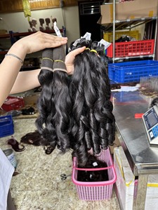 Bouncy Bone Straight 100% Vietnamese Non-Remy Human Hair 190% Density 52cm <b>Head</b> Size Female Machine Weft Hair Bundles - Product Image 5