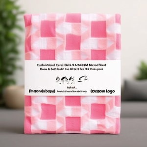 Serviette de toilette personnalisée en microfibre corail 16x24 pouces 240 GSM, douce et absorbante pour la maison et l'hôtel, motif carré avec logo personnalisé - Product Image 3