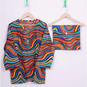 ชุดนอนผ้าฝ้ายพิมพ์ลายดอกไม้สำหรับผู้หญิงเสื้อแขนสามส่วนกางเกงขายาวเอวยางยืดนุ่มระบายอากาศได้ดีแห้งเร็ว - Product Image 2