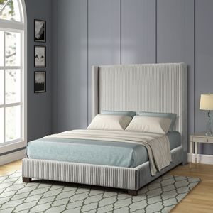Letto Imbottito King-Size Grigio Chiaro in Scatola, Comodo ed Elegante - Product Image 1