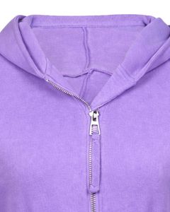 Womens Lavender <b>Cropped</b> <b>Zip</b> <b>Up</b> Hoodie Slim Fit Long Sleeve Casual Streetwear Cotton Fleece Sweatshirt Custom Logo ODM Factory - Product Image 6