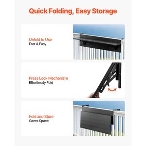 12 X 32 Folding <b>Balcony</b> Railing <b>Table</b> Outdoor <b>Balcony</b> Bar <b>Table</b> Railings 50 Lbs Loading Capacity Hanging <b>Table</b> for Bedroom - Product Image 5