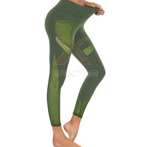 Pantalon de yoga taille mi-haute uni pour femme, respirant, écologique, en Spandex/Polyester, marque privée - Product Image 6