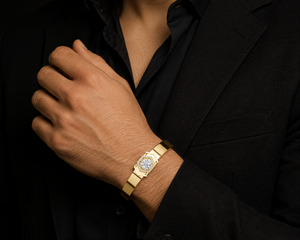 10K Lab Grown Diamond Luxury <b>Men's</b> Gold Plated Geometric Diamond <b>Bracelet</b> Cuff Stainless Steel Open Bangle Jewelry for <b>Men</b> - Product Image 1
