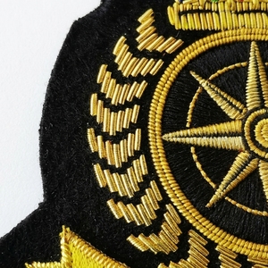 Custom Goldwork Embroidered Crown & Star Patch Sew-On Uniform Badge Luxury Bullion <b>Wire</b> Applique for Garments and Apparel - Product Image 5