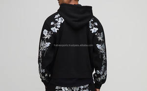 Algodón Poliéster Calidad superior Personalizado Cremallera completa Puff Imprimir Sudadera con capucha de gran tamaño Algodón Negro Hombres Sudaderas con capucha para la venta con precio bajo - Product Image 3