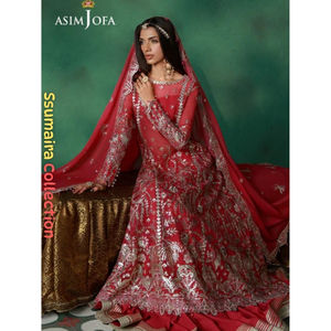Ssumaira présent fête de l'Aïd Asim Jofa en mousseline de soie brodée 3 pièces femmes formelles Salwar Kameez vêtements sans rides - Product Image 3