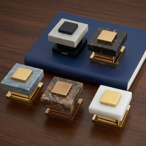 Juego de Manijas para Puerta de Entrada de Mármol Auténtico |   Puerta Principal de Acero Inoxidable de Primera Calidad con Acabado PVD Negro Grafito Antiguo para Dormitorio u Oficina - Product Image 1