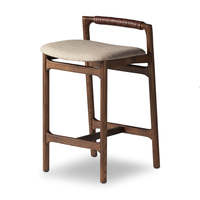 Tabouret de bar moderne en teck massif, durable, couleur personnalisable, design écologique pour hôtels, complexes hôteliers, bars à domicile, salons, extérieur