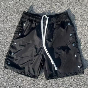 Shorts de bain pour hommes, couleur unie rose, taille mi-haute, cordon de serrage, légers, respirants, séchage rapide, décontractés, en tissu Oxford - Product Image 2