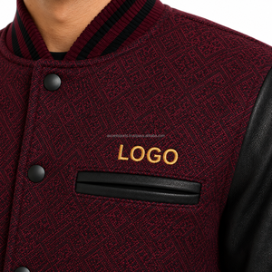 Blouson universitaire pour homme, blouson de baseball personnalisé, blouson bomber universitaire en gros pour homme, avec manches en cuir et broderie de patch - Product Image 4