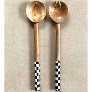 Cuillère en bois de luxe de haute qualité, écologique, avec manche en résine, pour mariage, fête et autres fonctions, taille personnalisable, couverts - Product Image 1