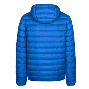 Chaqueta Acolchada con Capucha Azul para Hombre, Cortavientos, Rellena de Plumón, Cierre de Cremallera, Abrigo Casual de Invierno, Corte Regular, Color Sólido, Exterior de Poliéster - Product Image 2