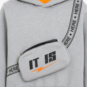 Sweat-shirt à capuche gris pour garçons Livster Premium, avec poche utilitaire croisée, en molleton doux mélangé de coton, pour l'hiver - Product Image 3