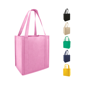 Reusable Grocery Tote <b>Bag</b> Pink PL Bottom Shoulder Handle Blank Custom Print Ready Wholesale Bulk Promotional Eco <b>Market</b> Shopping - Product Image 1