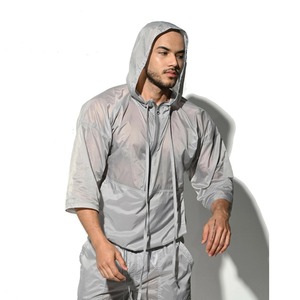Custom <b>Men's</b> Hooded <b>Half</b> <b>Zip</b> Windbreaker Tracksuit Lightweight Nylon Jogger Set Quick Dry Outdoor Sportswear OEM ODM - Product Image 1