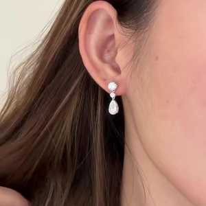 Pear Round Lab Grown Diamond Dangle Drop Earrings Custom 4.20Ct 925 Silver 14K Gold Bridal Wholesale Factory Price Manufacturer - Product Image 4