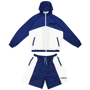 Ensemble de survêtement sportif pour homme en nylon coupe-vent avec logo personnalisé, veste et short, 2 pièces - Product Image 4