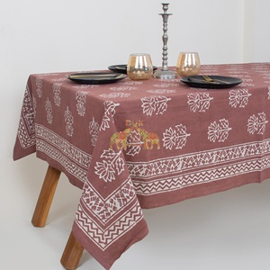 Mantel de Mesa de Comedor con Estampado de Loto Dabu en Algodón, Mantel Hecho a Mano para Bodas, Fiestas y Eventos, Decoración de Mesa de Cocina, Regalo - Product Image 2