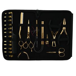 Juego de herramientas para extensiones de cabello doradas para estilistas, mini tijeras de peluquería, cuchilla para cabello, microperlas, alicates para extensiones de cabello, gancho de tracción y bucle. - Product Image 6